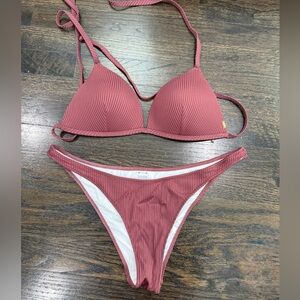 PINK Victoria's Secret Ribbed Bikini in Dusty Rose